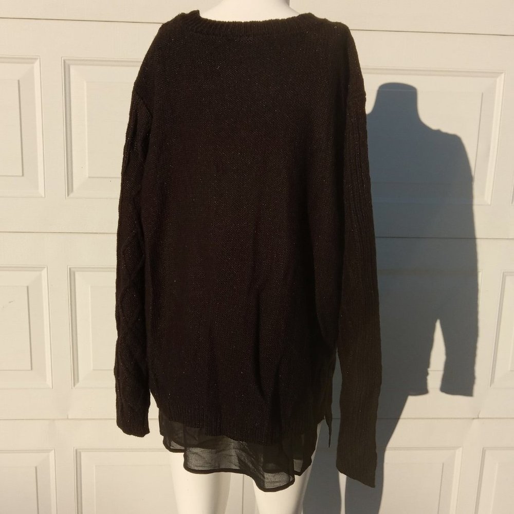 Jessica Simpson Black Sweater plus size 1X sparkly preppy xl womens Tunic Top - Picture 6 of 10